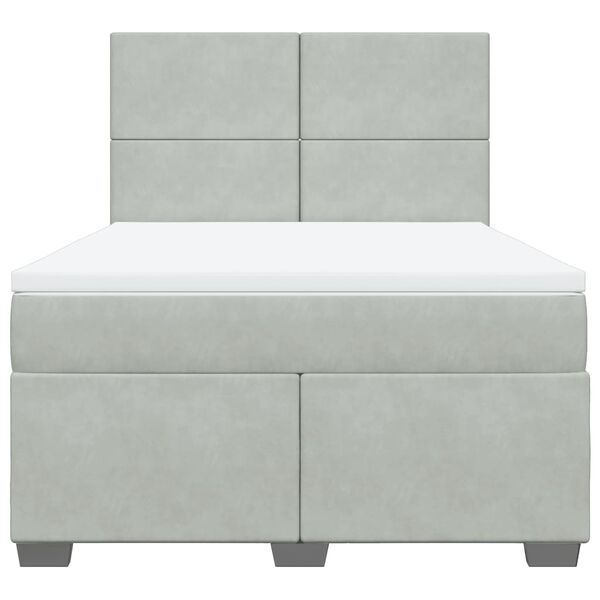 vidaXL Sommier &agrave; lattes de lit et matelas Gris clair 160x200cm Velours