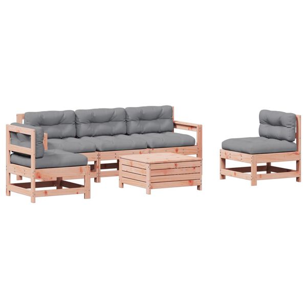 vidaXL Salon de jardin 6 pcs avec coussins bois massif Douglas