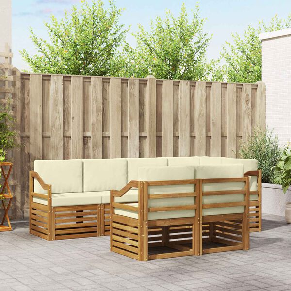 vidaXL Ensemble de canap&eacute; d'angle avec coussin 7 pcs Naturel et Cr&egrave;me