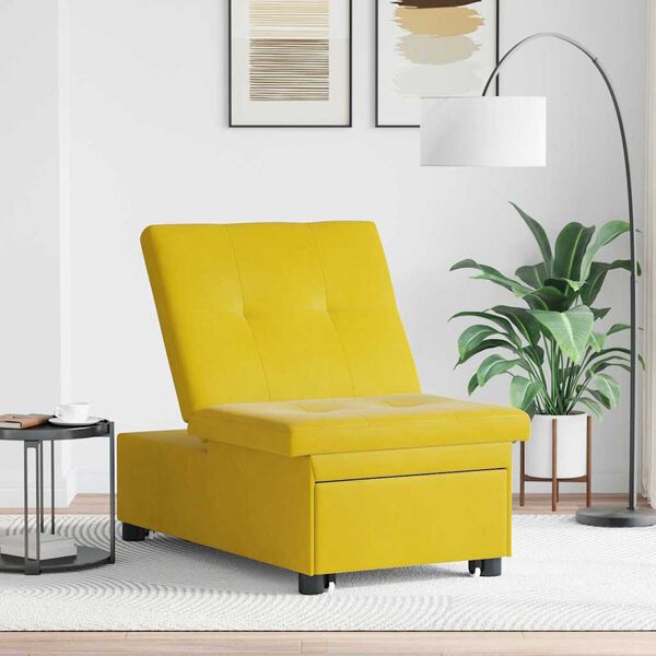 vidaXL Canap&eacute;-Lit Jaune 194 x 67 x 82 cm Velours