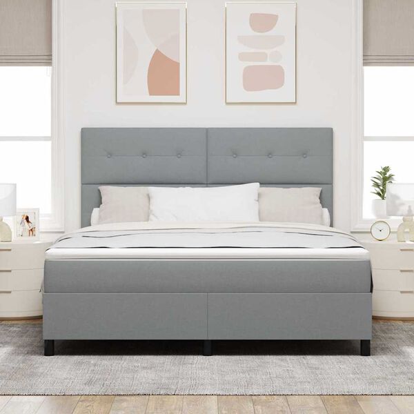 vidaXL Lit &agrave; ressorts avec matelas Gris clair 180 x 200 cm tissu