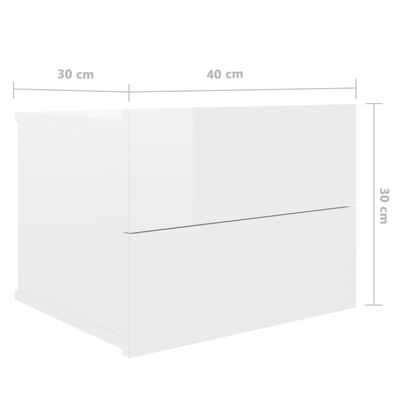 vidaXL Table de chevet Blanc brillant 40x30x30 cm Bois ingénierie