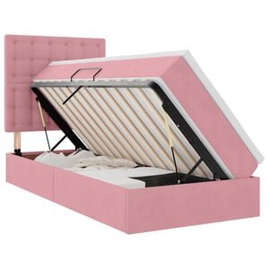 vidaXL Lit avec rangement et LED avec matelas Rose 90 x 190 cm Velours