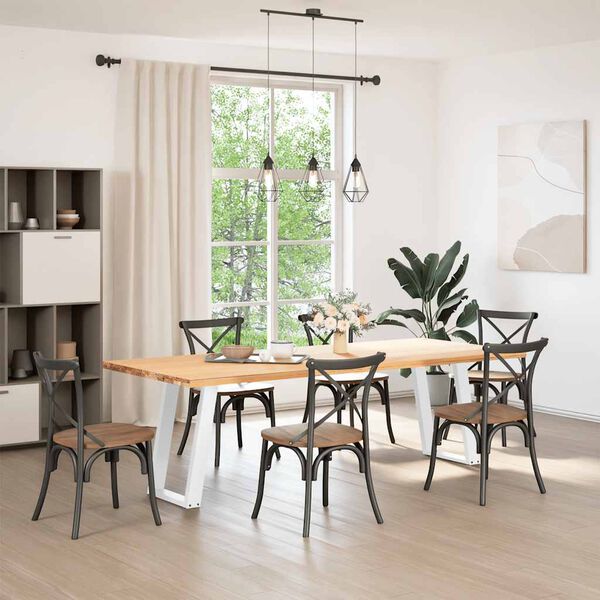 vidaXL Pieds de table &agrave; manger en U 2 pi&egrave;ces Blanc 60 x (72-73) cm Acier