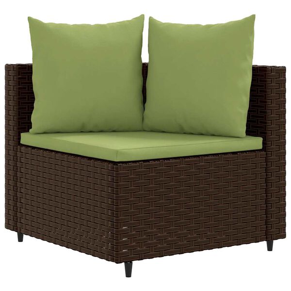 vidaXL Salon de jardin avec coussins 3 pcs marron résine tressée