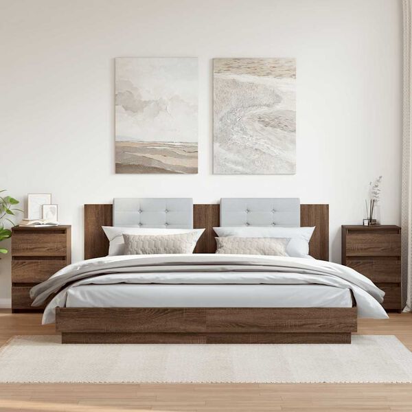 vidaXL Tables de chevet 2pcs Ch&ecirc;ne marron 40x35x62,5cm Bois ing&eacute;nierie