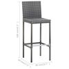vidaXL Ensemble de bar d'extérieur 7 pcs coussins Résine tressée Gris