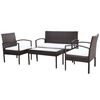 vidaXL Salon de jardin 4 pcs avec coussins R&eacute;sine tress&eacute;e Marron