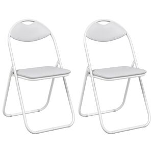 vidaXL Chaise pliante 2 pc Simili cuir Blanc 48 x 43,5 x 81 cm