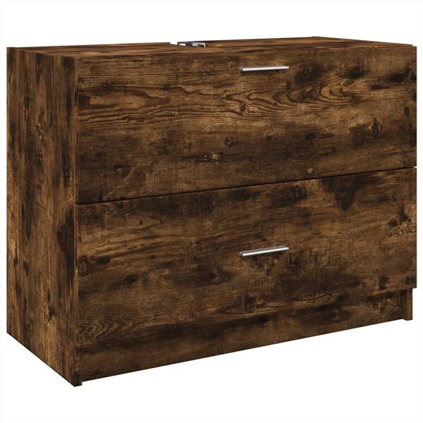 vidaXL Meuble d'évier chêne fumé 78x37x59 cm bois d'ingénierie