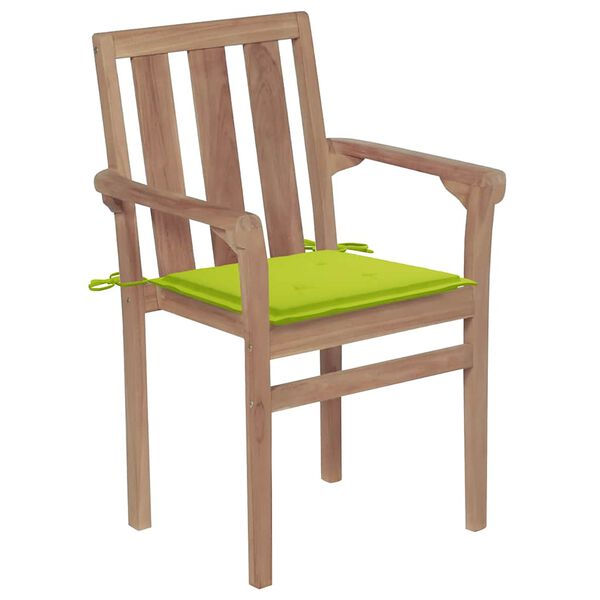 vidaXL Chaises de jardin empilables avec coussins lot de 6 Teck solide