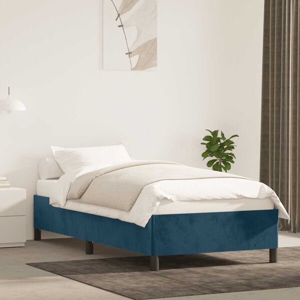 vidaXL Cadre de lit sans matelas bleu fonc&eacute; 80x200 cm velours