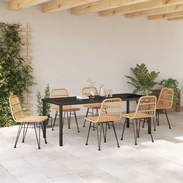 vidaXL Ensemble de salle &agrave; manger pour jardin 7 pcs Marron