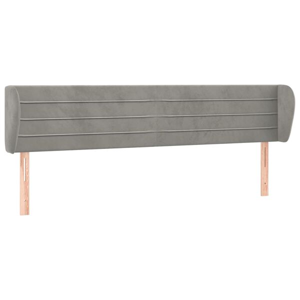 vidaXL T&ecirc;te de lit avec oreilles Gris clair 163x23x78/88 cm Velours