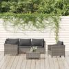 vidaXL Salon de jardin 6 pcs avec coussins Gris R&eacute;sine tress&eacute;e