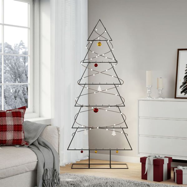 vidaXL Arbre de No&euml;l en m&eacute;tal pour d&eacute;coration noir 180 cm