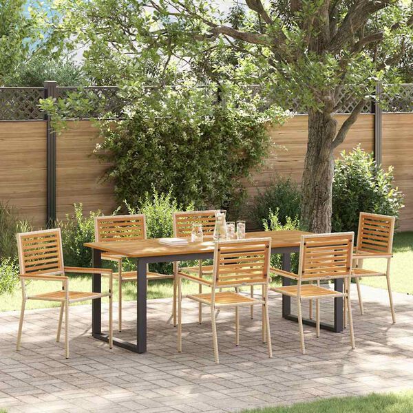 vidaXL Ensemble de salle &agrave; manger pour jardin 7 pcs Beige