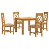 vidaXL Ensemble de salle &agrave; manger 5 pc Beige Bois de ch&ecirc;ne massif