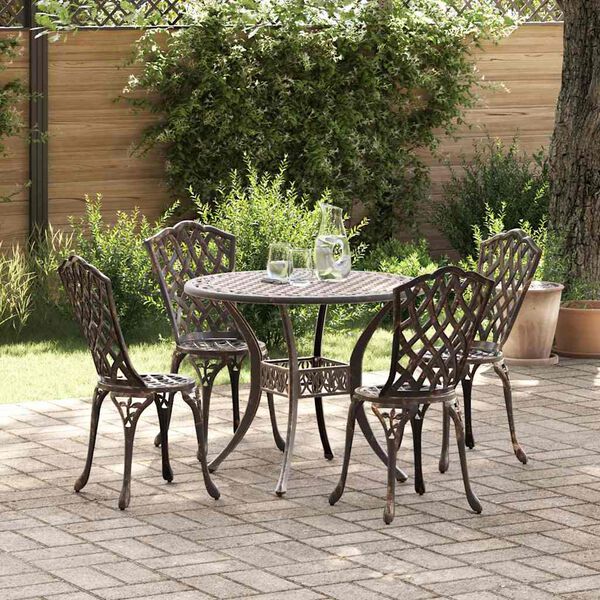 vidaXL Ensemble de salle &agrave; manger pour jardin 5 pcs Bronze Aluminium