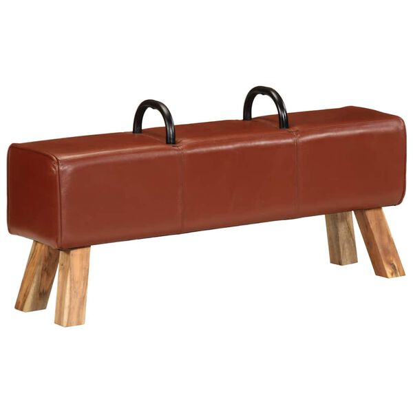 vidaXL Banc de gymnastique marron 110 cm cuir véritable