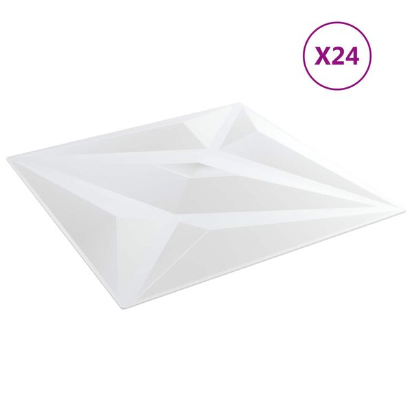 vidaXL Panneaux muraux 24 pcs &Eacute;toile Blanche 50 x 50 cm Mousse XPS