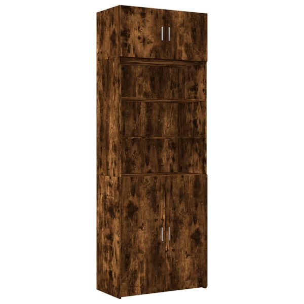 vidaXL Armoire de rangement chêne fumé 80x42,5x225cm bois d'ingénierie