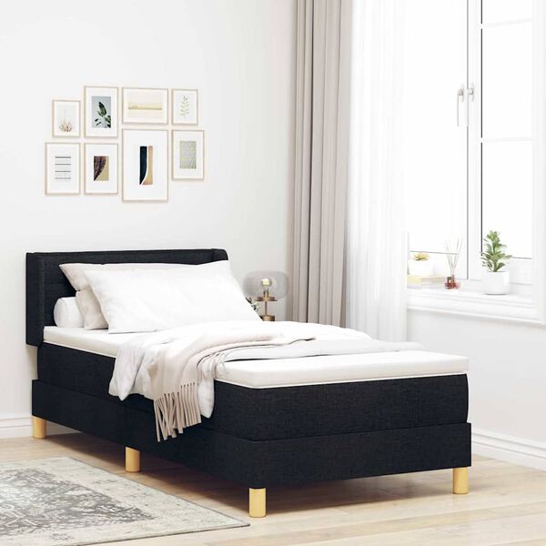 vidaXL Lit &agrave; ressorts avec matelas Noir 200 x 100 cm tissu