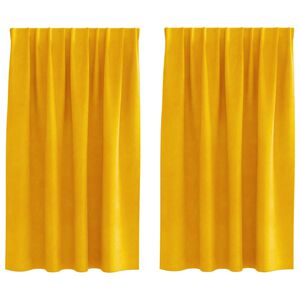 vidaXL Rideaux occultants 2 pcs Jaune moutarde 140 x 140 cm Velours