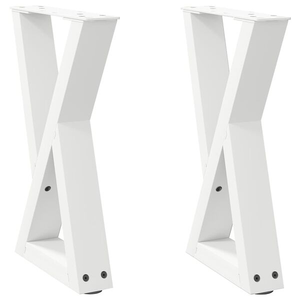 vidaXL Pieds de table basse 2 pi&egrave;ces Blanc 38 x (42-43,3) cm Acier