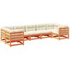 vidaXL Salon de jardin 7 pcs avec coussins cire marron bois pin massif