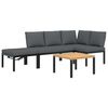 vidaXL Salon de jardin 4 pcs avec coussins noir aluminium