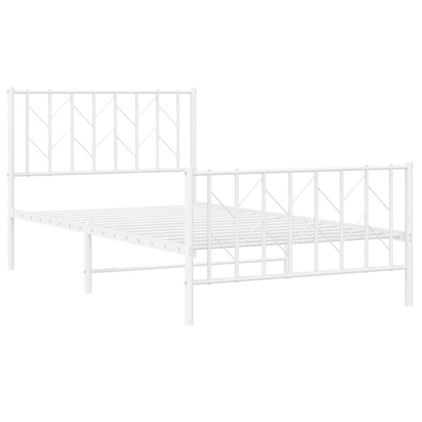 vidaXL Cadre de lit m&eacute;tal sans matelas et pied de lit blanc 100x190 cm