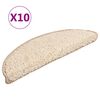 vidaXL Tapis d'escalier 10 pi&egrave;ces 56 x 17 x 3 cm Cr&egrave;me Demi-rond