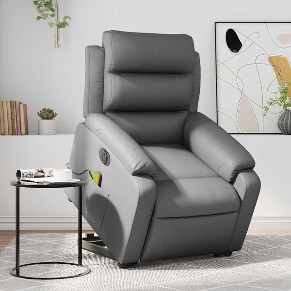 vidaXL Fauteuil inclinable de massage &eacute;lectrique gris similicuir