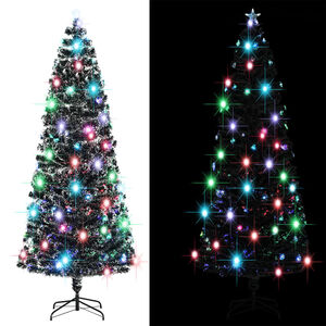 vidaXL Arbre de No&euml;l pr&eacute;-&eacute;clair&eacute; vert et blanc 240 cm fibre optique