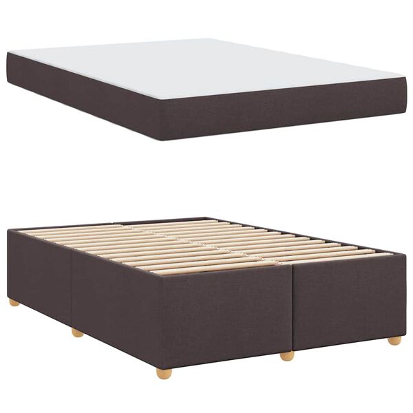 vidaXL Cadre de lit avec matelas Marron fonc&eacute; 160 x 200 cm tissu