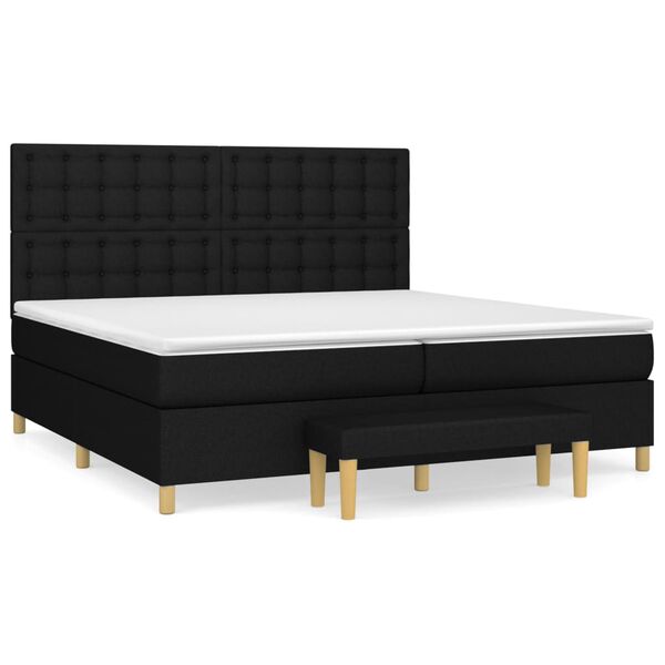 vidaXL Sommier &agrave; lattes de lit avec matelas Noir 200x200 cm Tissu