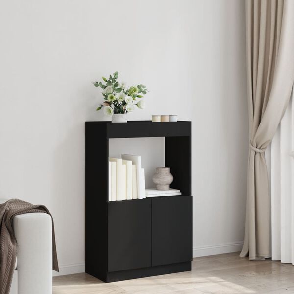 vidaXL Buffet haut noir 63x33x100 cm bois d'ing&eacute;nierie