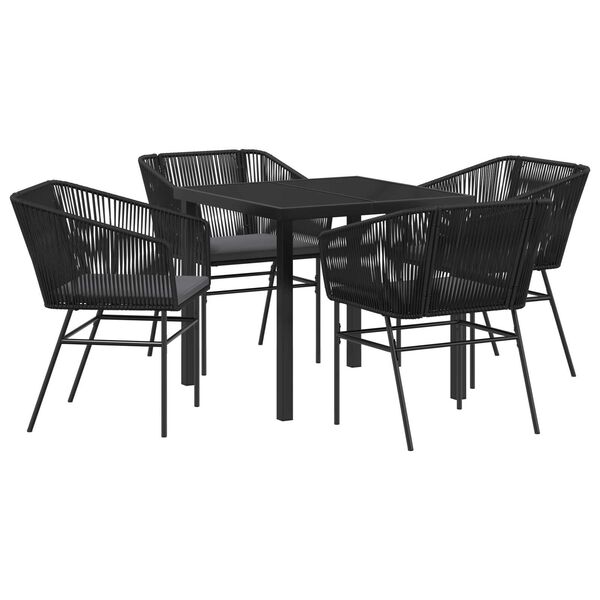 vidaXL Ensemble de salle &agrave; manger pour jardin avec coussin 5 pcs Noir