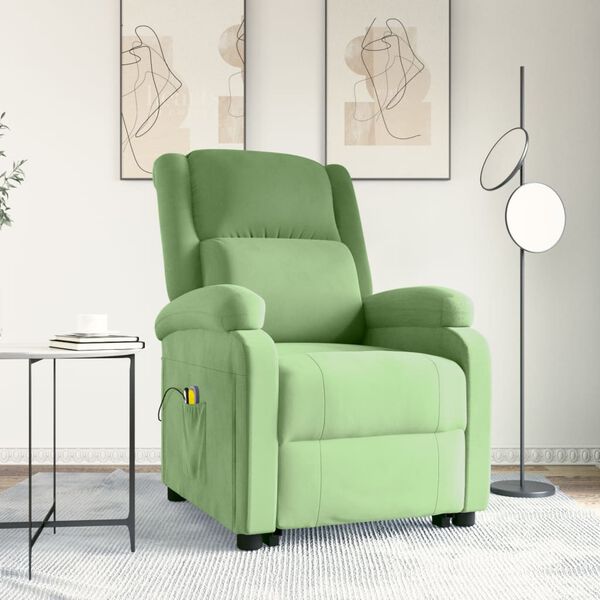 vidaXL Fauteuil de massage Vert clair Velours