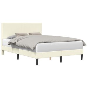 vidaXL Cadre de lit Cr&egrave;me 140 x 190 cm Tissu en velours c&ocirc;tel&eacute;