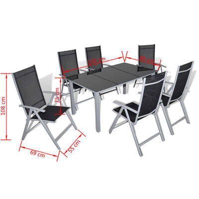 vidaXL Mobilier à dîner de jardin 7 pcs et chaises pliables Aluminium