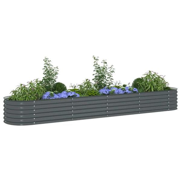 vidaXL Lit surélevé de jardin 400x80x44 cm Acier galvanisé Gris