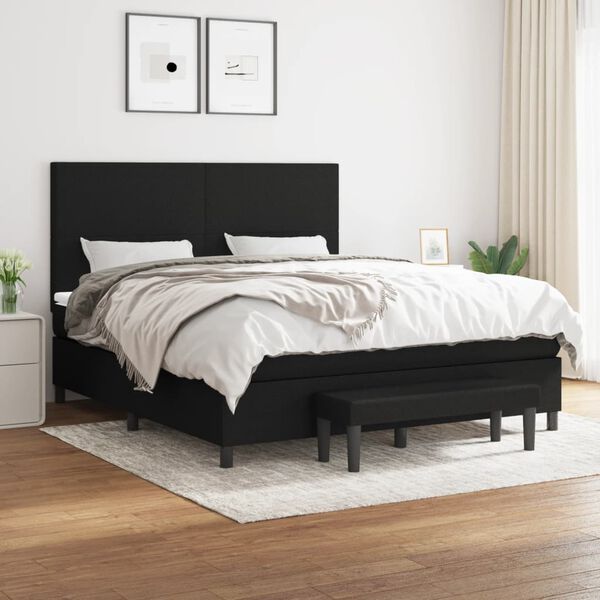 vidaXL Sommier &agrave; lattes de lit avec matelas Noir 160x200 cm Tissu