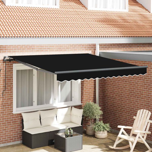 vidaXL Auvent R&eacute;tractable Noir 300 x 250 cm Polyester et Acier