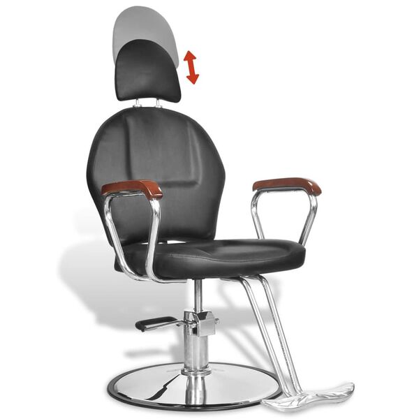 vidaXL Chaise de barbier professionnel avec appui-t&ecirc;te Similicuir Noir