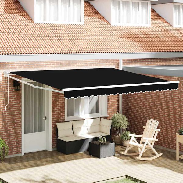 vidaXL Auvent R&eacute;tractable Noir 400 &times; 300 cm Polyester et Aluminium