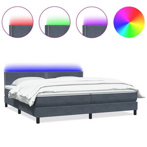 vidaXL Sommier &agrave; lattes de lit et matelas et LED gris fonc&eacute; 180x210cm velours