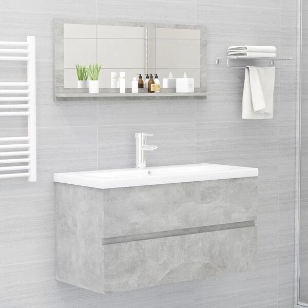vidaXL Miroir de salle de bain Gris béton 90x10,5x37 cm Aggloméré