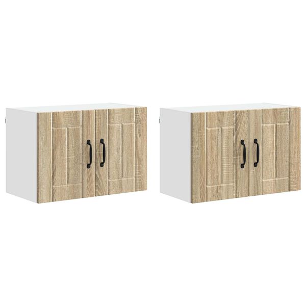 vidaXL Armoires murales de cuisine avec porte Lucca 2 pcs Ch&ecirc;ne Sonoma